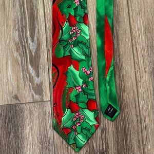Jerry Garcia Christmas Silk Tie 3.5 Inches Wide Red & Green  Collection 56